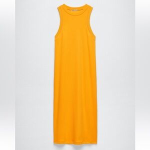 Zara Midi High Neck Dress in Orange